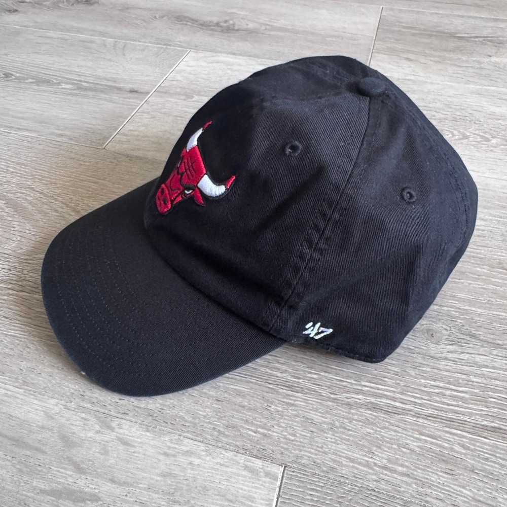 47 Brand Chicago Bulls NBA Black Adjustable Strapback Dad Hat OSFA - Picture 3 of 8
